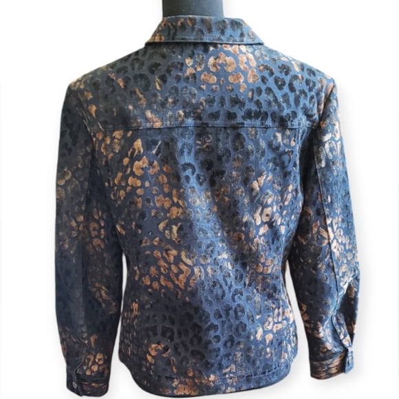 Conrad C Collection Textured Leopard Print Jean Jacket EUC - Picture 2 of 4